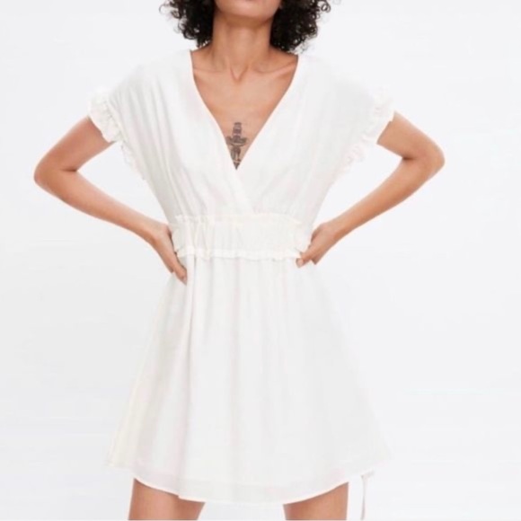 Zara side tie ruffle mini dress - Picture 8 of 12